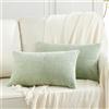 FDTERN Set di 2 Boho Federe de Cuscini per Divano 50x70 in Velluto a Coste Moderno Morbido Motivo a Croce Decorativa Copricuscini per Divano Camera da Letto,Verde Chiaro