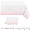 MORAINJAY 4 pz Bianco Tovaglia a Pois in Rosa,Antimacchia Impermeabile Feste Tovaglia in Plastica,137x274cm Rettangolare Tovaglia per Natalizia Party,Interni Esterni Giardino Ristorante Decor