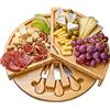 BlauKe Tagliere per Formaggi e Set di Coltelli per Formaggio - Tagliere in Legno per Aperitivo Formaggio o Salumi - Set Aperitivo Accessori - Tagliere in Bamboo Vassoio da Portata Girevole 37cm - Idee Regalo