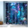 JINGYOU Tenda Doccia 200x200,Tende per Vasca da Bagno,Tenda Bagno Impermeabile,Tende per Doccia Polyester Lavabile per Casa Hotel,Motivo Blu