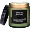 M&SENSE Candele profumate al Bambu e alla Pivoine, candele decorative natalizie, con un profumo di festa adatto a ogni casa. Bamboo & Peony 2 Wick Scented Candle