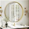 Koonmi Specchio da bagno rotondo di lusso 76 cm, cornice profonda oro specchio rotondo da parete rotondo con cornice in metallo spazzolato nero per bagno, soggiorno, ingresso decorazione da parete
