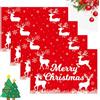 Pwsap 4PCS Tovagliette Natalizie in Lino, Gioioso Babbo Natale Gnomo Renna Tovagliette, Lavabile Rosse Stagionale Tovagliette (Renna)