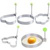 FDCGAS Stampo Pancake - 4 Pezzi Anelli per Uova in Acciaio Inox con Impugnatura Anti-Calore Anelli per Uova Rotonde e a Forma di Cuore Stampi per Uova Fritte Antiaderenti per Frittura