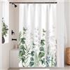 Uiiooazy Tenda Doccia Antimuffa, Tenda da Doccia 120x180cm Eucalipto Foglie Verde Grigio Pianta Motivo Tende da Bagno Tessuto Lavabile Impermeabile Poliestere Tende per Vasca da Bagno con 8 Anelli