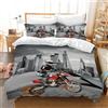AVJWWD Copripiumino Moto 3D,Set di Biancheria da Letto per Sport Estremi con 2 federe 50 x 75 cm,Moderno blu Copripiumino Moto Cross in Microfibra,per Adulti e Bambini (135 x 200 cm, Moto8)