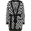 SIDONA Maglione Cardigan, Nero Bianco Lana, XS/S Donna