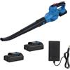 Mulcort Soffiatore di foglie senza fili 20 V, 450 W soffiatore di foglie, soffiatore di fogli elettrico per la manutenzione del prato, soffiatore di foglie alimentato a batteria da 2,0 Ah