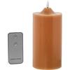 DRW Set di 4 candele in cera con LED e telecomando color caramello 10x10x20 cm
