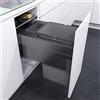 VAUTH-SAGEL Envi Space XX Pro Pattumiera Incasso con Attacco Frontale, Pattumiera KB 400 mm Cucina con Smorzamento e Chiusura Automatica, Contenitore da 35 Litri, Plastica/Acciaio Grigio Lava