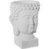 DRW Vaso con testa di Buddha in resina bianca granulata 40 x 38 x 56 cm