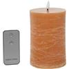 DRW Set di 4 candele in cera con LED e telecomando color caramello 10x10x20 cm
