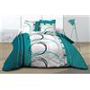Le linge de Jules Copripiumino 220 X 240 + 2 federe Puro Cotone 57 Fili Ruota Libera Turchese