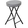 DRW Sgabello pieghevole in metallo e tessuto in nero e grigio 30x30x49 cm