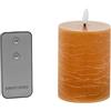 DRW Set di 4 candele in cera con LED e telecomando color caramello 7,5 x 7,5 x 10 cm