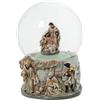 DRW Figura di una palla di neve con la Sacra Famiglia in tonalità naturali e dorate 5x13x10 cm