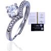 Halukakah Anello da Donna in Moissanite Argento Sterling 925 con Diamante di Laboratorio 1 Carato e Certificato,Gioiello Elegante da 1,0 ct,Regolabile,Corona da Principessa,Regalo per Moglie,Fidanzata