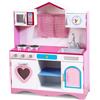 FANTASK Cucina per bambini con luce e suono, extra grande, in legno, 82 x 30 x 100,5 cm, rosa principessa Play Kitchen per ragazze con lavello rimovibile, set da gioco per bambini dai 2 anni in su