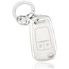 OFF WE GO Cover Chiave Guscio Custodia Chiavi per Opel Chevrolet Aveo Cruze Corsa Mokka Adam Astra Zafira Insignia Trax Spark Coprichiave con Portachiavi Copri Chiavi Macchina Telecomando Auto, Bianco