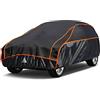 kayme Telo Copriauto Antigrandine, Kayme Copertura per Auto Impermeabile Anti UV Antipolvere Anti Vento, Telo Copri Antigrandine Adatto per Auto a SUV (da 460 a 490cm) YL- Nero