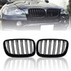 Beside_Auto Coppia di mascherine anteriori a griglia a doppia linea, sportive, colore nero lucido, per BMW E70, E71, X5, X6 2007-2013