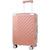 JLY Valigia Rigida 100% Policarbonato Senza Cerniera, Trolley da Viaggio con Doppio Lucchetto TSA, 4 Ruote Girevoli e Manico in Lega di Alluminio, Bagaglio da Stiva (Rosa Bubblegum, S (56cm 37L))