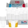 G.M. DISTRIBUZIONE 100 Bicchieri Monouso da 200 Ml in Plastica Trasparente PET, Bicchieri Usa e Getta per Acqua, Birra, Vino, Yogurt, Bicchieri Multiuso Monouso per Bar e Lounge Bar