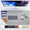 MYMIND® Set da 2 Sottomano da Scrivania 80 x 40 cm - Qualità Premium Con Tappetino per Mouse Extra - Tappetino Antiscivolo per Scrivania (Grigio)