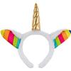 BALINCO Cerchietto in bianco con unicorno Unicorno in oro Cerchietto in peluche Orecchie per Halloween Natale Carnevale Accessori per la testa