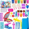 Kilpkonn Pasta Modellabile per Bambini, 48 Pezzi Plastilina Accessori, 6 Confezioni di Impasto, Stampi per Hamburger e Pizza, Formine, Rulli, Tappetini da Gioco con Borsa