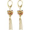 Venetiaurum - Orecchini con Catenelle e Pendente a Cuore 12mm Arlecchino in Vetro Originale di Murano e Argento 925 - Gioiello Made in Italy Certificato