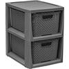 BranQ Home essential BranQ - Home essential 100% plastica riciclata PP ecologica, scaffalatura in rattan, antracite, 2 cesti