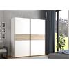 Forte Armadio LONGLINE 170, Guardaroba, Ante Scorrevoli Scandinavo Camera da Letto 2 Ante Ripiani Asta Appendiabiti, Bianco/Decoro Legno: Rovere Sonoma, 170x190.5x61 cm