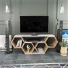 Hanah Home Elegante supporto per TV, bianco & Sonamo, 140 x 29,6 x 55,5 cm, 100% melamina rivestita, spessore 18 mm, design moderno per soggiorno e intrattenimento