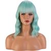 Greenmirr Parrucca ondulata verde chiaro sintetico per le donne Cosplay Bob Parrucca 14in