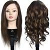 RUISIMEI Testa di manichino 16"-18" femmina 100% capelli umani parrucchiere Cosmetologia Manichino manichino testa di formazione testa di bambola capelli con supporto morsetto da tavolo