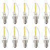 Bulbright 10 Pezzi lampadine a filamento LED Candela C7 1W Attacco E14, Bianco caldo 2700K, Equivalente a 10W, 220V AC (1)