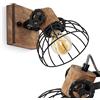 hofstein Lampada da parete Orny dal design vintage in legno/metallo in marrone/nero con effetto luce, paralume in reticolo ottico e travi in legno, cavo tessile, faretto regolabile, 1 x E27, senza lampadina/e