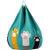 Treer Fodera per Pouf a Sacco, Senza Imbottitura, Poltrona a Sacco per Interni ed Esterni, con Simpatico Motivo a Gattino, Fodera per Pouf a Pera per Adulti e Bambini (70x80cm,Verde)