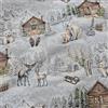 Manifattura Tessile Tovaglia Natalizia Gobelin Lurex - Disegno 4, Rotondo x6 140