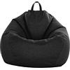 FANSU Copertura per Poltrona Sacco Puff Poltrona Senza Riempimento, Poltrona a Sacco Pigro Poltrona con Zip, Stampa Colori Solidi Pouf Poltrona per Adulti e Bambini (90x110cm,Nero Carbone)