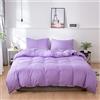 Treer Set Biancheria da Letto Matrimoniale, Tinta Unita Nordica Reversibile Microfibra Singolo Doppio Set Copripiumino con Copripiumini a Cerniera e 1/2 Federe (Viola Chiaro,135x200cm)