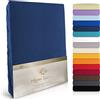 Moon Luxury lenzuolo sotto con angoli elasticizzati, Jersey Stretch 230 G/M² per acqua letti, materassi e tradizionali materassi, Cotone, Dunkelblau, 90x200-100x220