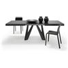 Mobili Fiver, Tavolo Allungabile Romina 160(240) x90 cm, Nero Frassino con Gambe in Ferro Nere, per 6-10 persone, Tavolo Cucina, Soggiorno, Made in Italy