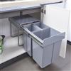 [en.casa] Pattumiera Estraibile con 3 Secchi Raccolta Differenziata con Sistema di Estrazione Scorrevole Bidoni sotto Lavello 2 x 10 L + 1 x 20 L - 48 x 34 x 42 cm Grigio