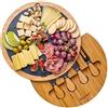 BlauKe Tagliere per Formaggi con Set di Coltelli per Formaggio, e Piatto in Ardesia Rimovibile - Tagliere in Legno di Bamboo per Aperitivo o Salumi - Vassoio da Portata Girevole - Idee Regalo