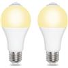 Akynite Lampadina LED con Sensore di Movimento E27 12W Luce Calda 3000K 1000LM, 120 gradi, AC 220V, Auto on off, Lampadina LED PIR Attacco E27 per Plafoniera, set di 2