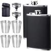 DALAETUS 2 Pezzi 8Oz Fiaschetta in Acciaio Inox Kit con 2 Imbuto Fondina e 4 Bicchieri Vino e 1 Custodia Pelle Cerniera, Fiaschetta, Fiaschetta Whisky per Aperto Campeggio Uomo Regalob
