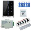 YAVIS Set Completo di RFID Impermeabile Touch Screen Access Controller IP68, 180KG/350LBS Serratura Magnetica Elettrica, DC 12V 3A Alimentatore, Pulsante di uscita, Portachiavi ID 10 pezzi