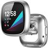 BBZ versa3 Custodia,Pellicola Protettiva in Vetro + Cornice in plastica Rigida, Protezione Completa Compatibile con Fitbit versa3, Sense